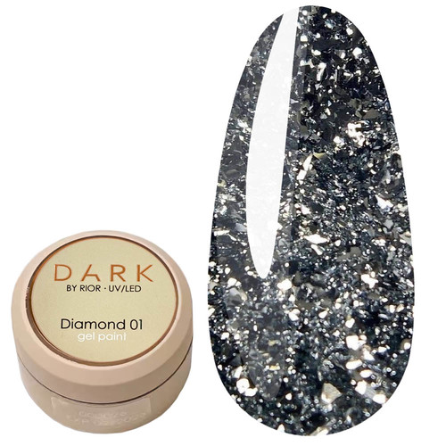 Гель DARK Diamond Gel 01 серебро 5 г - Фото №1