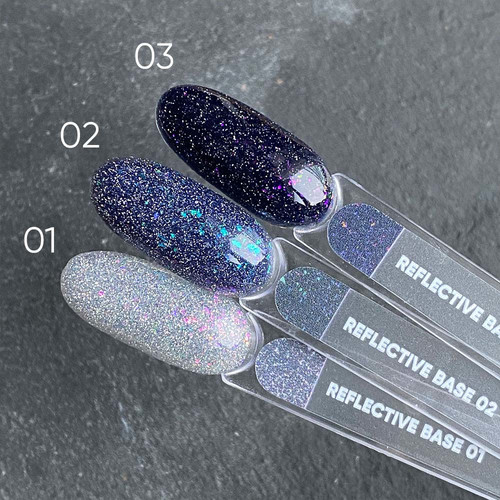 База NAILSOFTHENIGHT Reflective base 03 фиолетовые и розовые блестки, 10 ml - Фото №3
