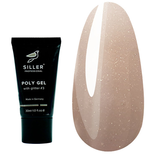 Моделирующий полигель Poly Gel Siller Glitter №3 золотой песок 30 мл - Фото №1
