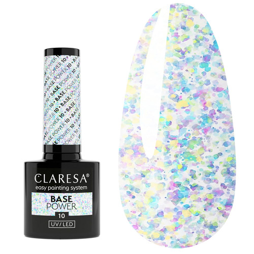 База для ногтей Claresa Base Power 10 прозрачный с поталью 5 г - Фото №1