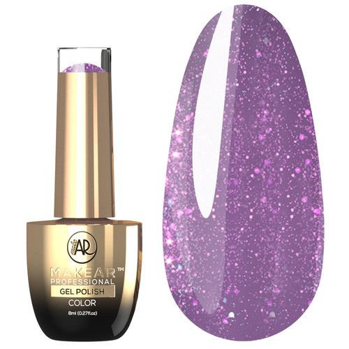 MAKEAR Diamond S46 hybride nagellak lichtpaars met glitter 8 ml - Фото №1