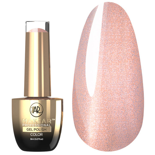 MAKEAR Glossy 404 hybride nagellak roze perzik met glitter 8 ml - Фото №1