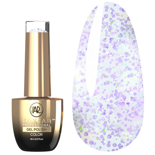 MAKEAR Daisy 623 hybride nagellak transparant met paarse glitter 8 ml - Фото №1