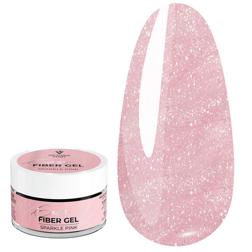 Гель для наращивания Victoria Vynn EASY FIBER GEL Sparkle Pink розовый c микроволокнами и блестками 15 мл - Фото №1