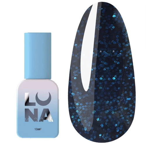 Гель-лак Lunamoon Color №123 темно-синий с синими блестками 13 мл (047-2172-0408) - Фото №1
