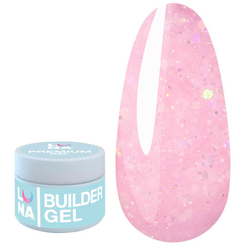 Гель LUNA для наращивания Diamond Gel №2 пастельно-розовый с блестками 15 мл (323-2355-0461) - Фото №1