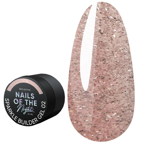 Гель NAILSOFTHENIGHT Sparkle Builder gel 02 бежевый светоотражающий 15 мл - Фото №1