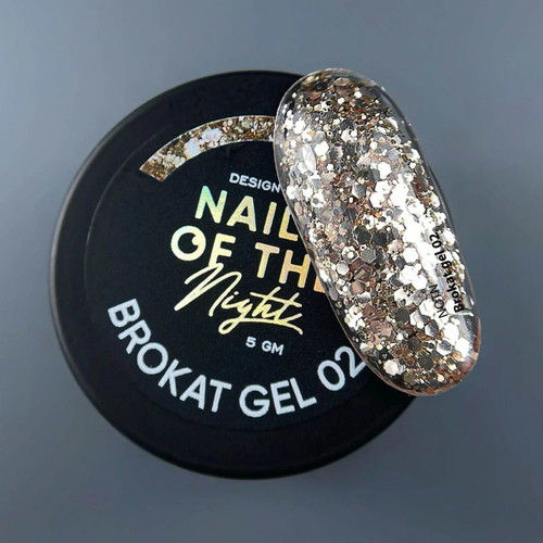 Гель NAILSOFTHENIGHT Brokat gel 02 золотой 5 г - Фото №4