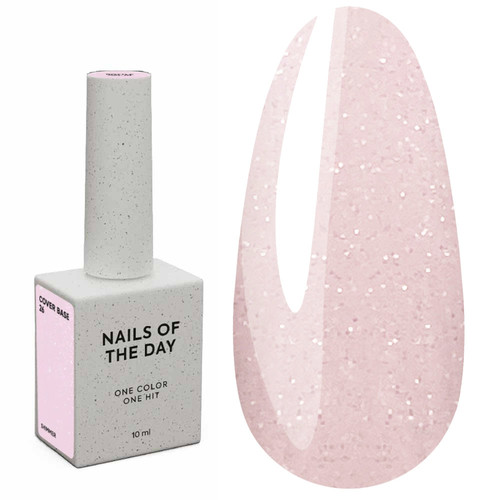 NAILSOFTHEDAY Cover Base NIEUW Formula 26 delicaat roze met zilveren glitter 10 ml - Фото №1