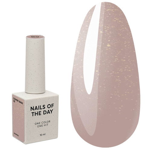 NAILSOFTHEDAY Cover Base NIEUW Formule 30 natuurlijk-nude met gouden glitter 10 ml - Фото №1