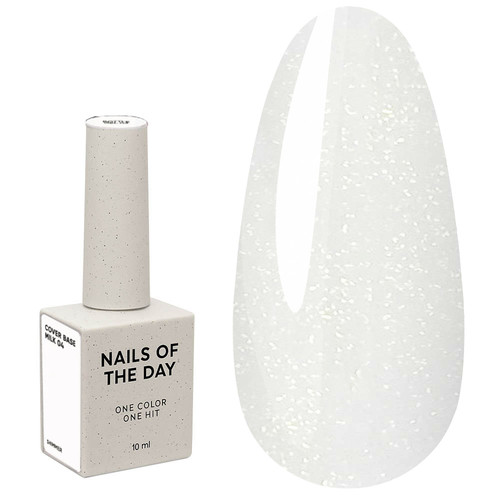 База для ногтей NAILSOFTHEDAY Cover NEW Formula Milk 04 молочный с серебряными блестками 10 мл - Фото №1