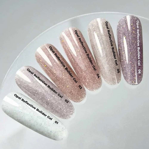 Гель NAILSOFTHEDAY Opal reflective Builder gel 02 розово-молочный с опаловым блеском 15 г - Фото №2