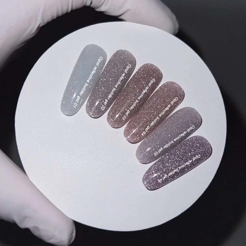Гель NAILSOFTHEDAY Opal reflective Builder gel 02 розово-молочный с опаловым блеском 15 г - Фото №3