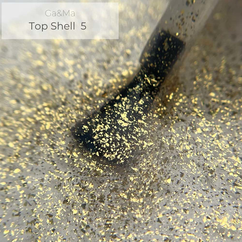 Топ GA&MA Shell №005 без липкого слоя, с УФ-фильтром и золотыми частицами фольги 15 мл (7700528) - Фото №2