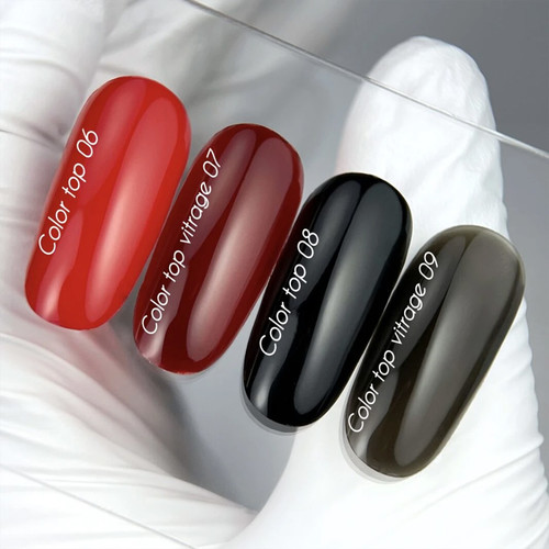 Топ NAILSOFTHEDAY Color top Vitrage 07 без липкого слоя глубокий полупрозрачный бордовый 10 мл - Фото №4