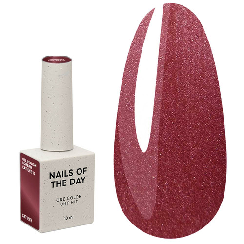 NAILSOFTHEDAY Koreaanse cat eye 14 rode hybride nagellak met een "cat eye" effect, 10 ml - Фото №1