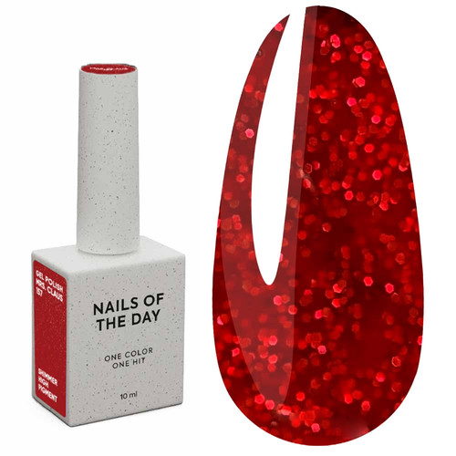 NAILSOFTHEDAY Let's special Mrs. hybride nagellak Claus rood met glitter 10 ml - Фото №1