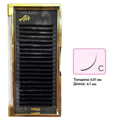 Ресницы Divochi Air MIX черный изгиб C 0.07 20 рядов 4-7 мм