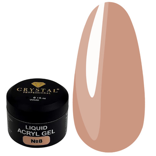 Акрил-гель для ногтей Crystal Liquid Acryl Gel №8 светло-бежевый 15 мл - Фото №1