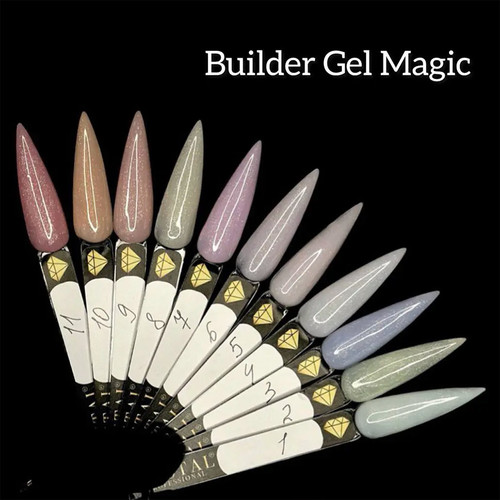 Гель для наращивания Crystal Builder Gel Magic №2 нежно-зеленый с шиммером 15 мл - Фото №2