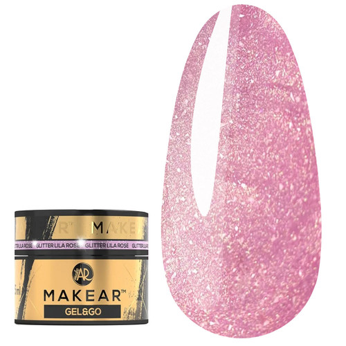 Гель для наращивания MAKEAR Gel&Go GG24 Glitter Lila Rose 50 мл - Фото №1