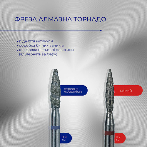 Фреза алмазная TOUCH торнадо острое синяя 2,1 мм (H0210SD-M) - Фото №2