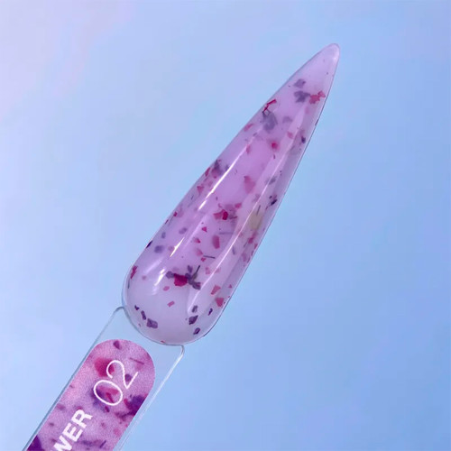 Гель LUNA Flower Gel №02 молочный з фиолетовыми сухоцветами 15 мл (323-4483-1266) - Фото №2