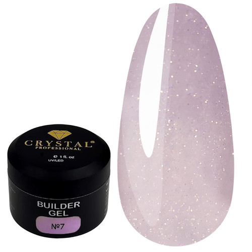 Гель для наращивания Crystal Builder Gel №7 лиловый с блестками 15 мл - Фото №1