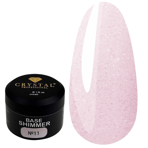 База для ногтей Crystal Base Shimmer №11 светло-розовый с шиммером 15 мл - Фото №1