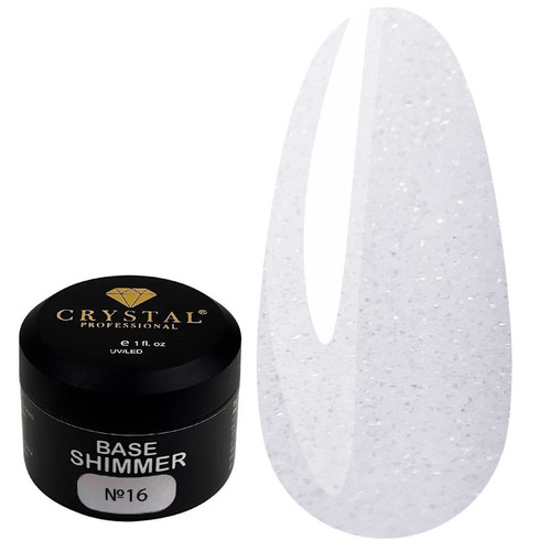 База для ногтей Crystal Base Shimmer №16 холодный молочный с шиммером 15 мл - Фото №1