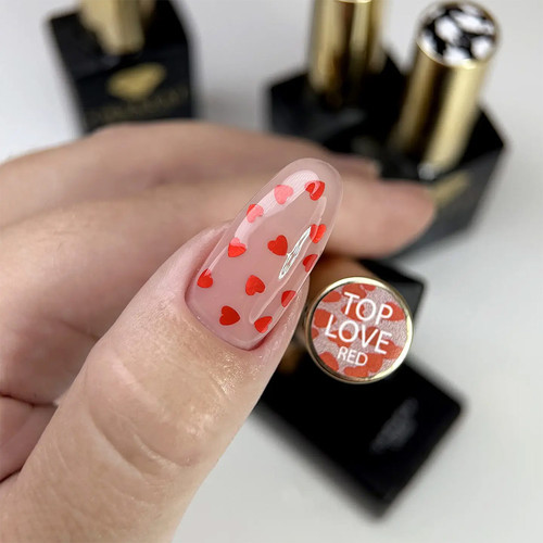 Топ для ногтей Crystal Top Love Red 12 мл - Фото №2