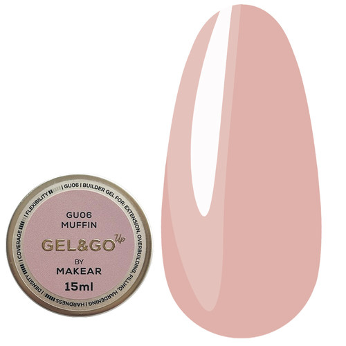 Гель для наращивания MAKEAR Gel&Go Up GU06 Muffin 15 мл - Фото №1