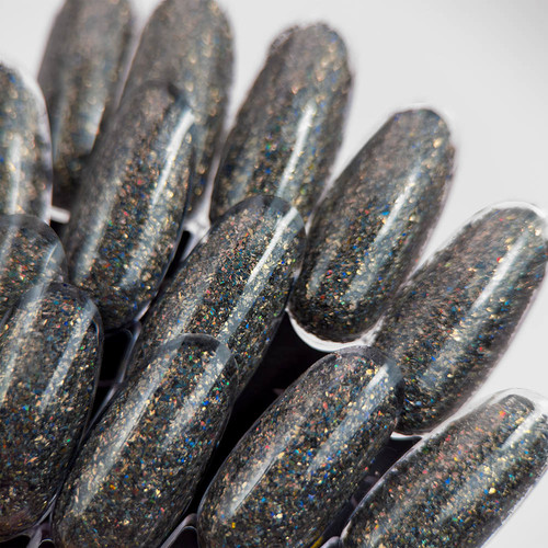 Втирка для ногтей Slowianka Holo Black Flakes 1 г - Фото №4