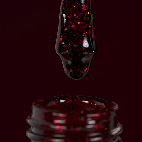 Гель-лак DARK New collection 112 бордовый с красными блестками 6 мл - Фото №2