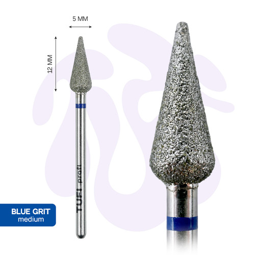 TUFI profi Diamant-Nagelfräser, 12 x 5 mm, blaue Kerbe (0328402) - Фото №2