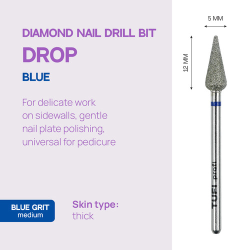 TUFI profi Diamant-Nagelfräser, 12 x 5 mm, blaue Kerbe (0328402) - Фото №4