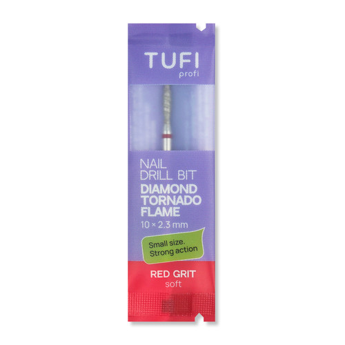 TUFI profi Diamond Flame Tornado Nagelfräser, 10 mm x 2,3 mm, rote Verzahnung (0328407) - Фото №3