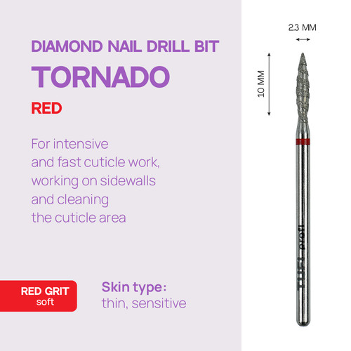 TUFI profi Diamond Flame Tornado Nagelfräser, 10 mm x 2,3 mm, rote Verzahnung (0328407) - Фото №4