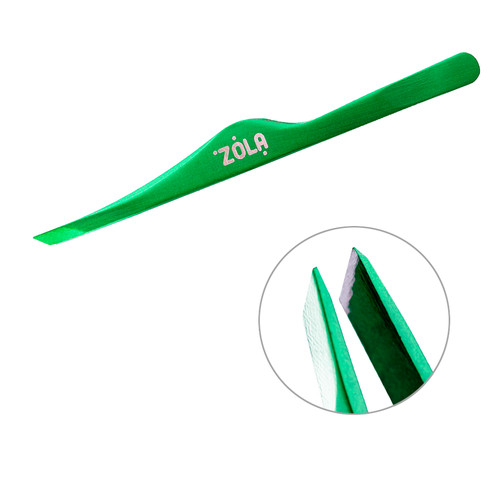 Wenkbrauwpincet ZOLA professioneel schuin GREEN - Фото №1