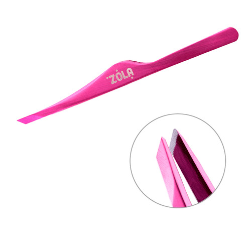 Wenkbrauwpincet ZOLA professioneel schuin PINK - Фото №1