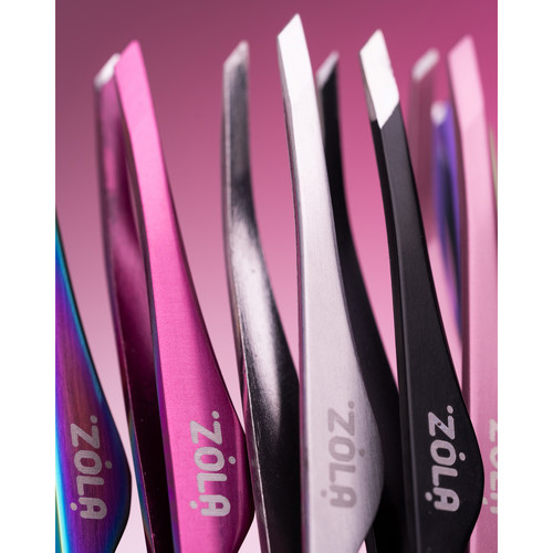Wenkbrauwpincet ZOLA professioneel schuin BLACK - Фото №2