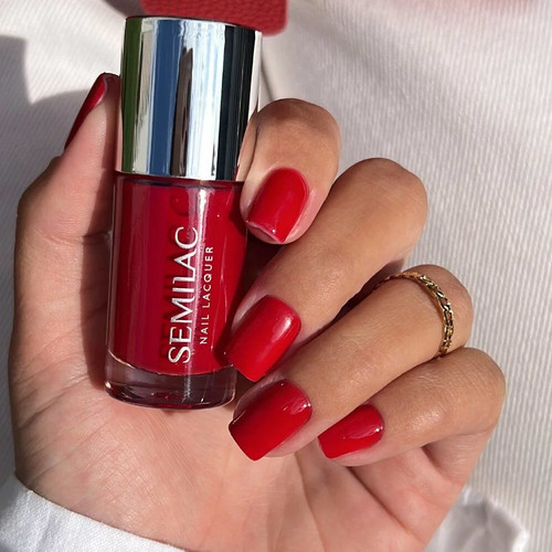 Классический лак для ногтей Semilac Nail Lacquer 110 Classic Red 9 мл - Фото №5