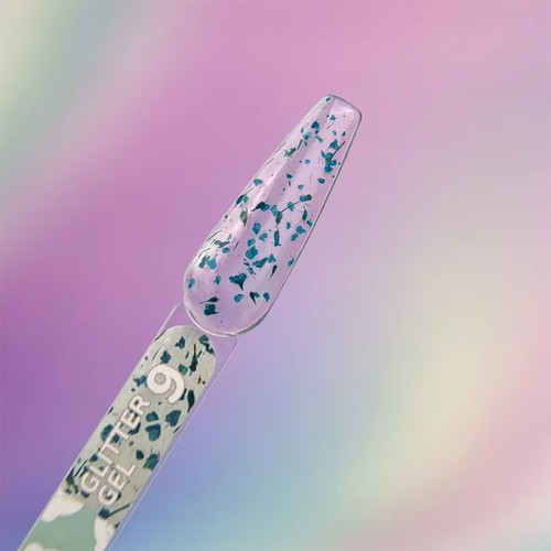 Гель для дизайна YOUARECUTE Glitter Gel 9 с синими сухоцветами 5 мл (469-5115-1450) - Фото №3