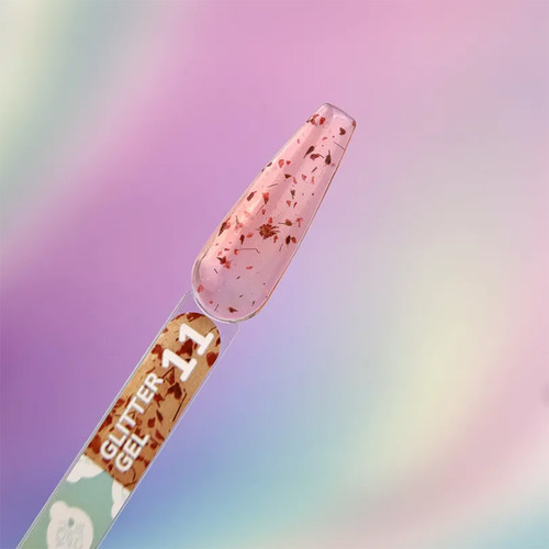 Гель для дизайна YOUARECUTE Glitter Gel 11 с оранжевыми сухоцветами 5 мл (469-5117-1452) - Фото №3
