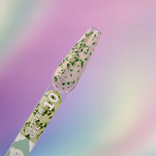 Ontwerp gel YOUARECUTE Glitter Gel 10 met groene gedroogde bloemen 5 ml (469-5116-1451) - Фото №3