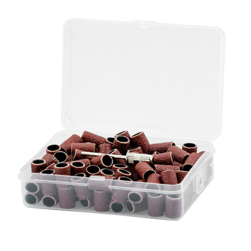 JAAPEE BOX Profico Set zylindrischer Schleifkappen mit Fräser-Mandrel, 240 Grit, 100 Stück - Фото №2