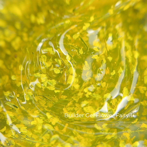 Gel voor extensions Crystal Builder Gel Flower Fairy 1 met gele droogbloemen 30 ml - Фото №2