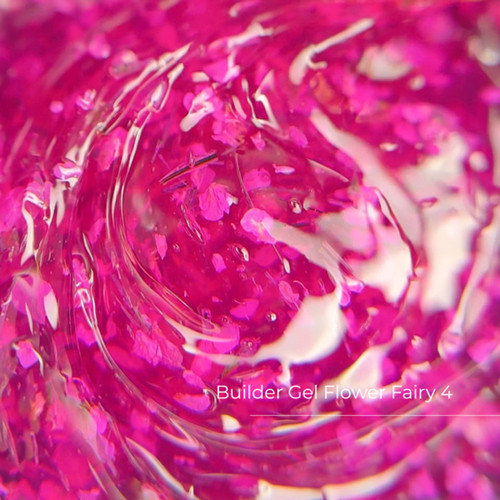 Gel voor extensions Crystal Builder Gel Flower Fairy 4 met felroze droogbloemen 30 ml - Фото №2