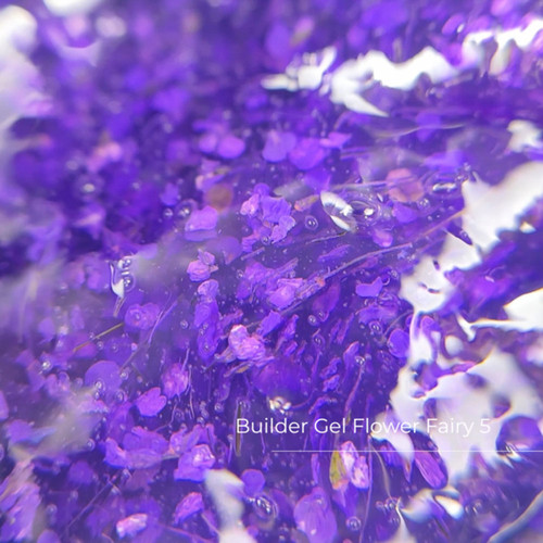Gel voor extensions Crystal Builder Gel Flower Fairy 5 met paarse droogbloemen 30 ml - Фото №2
