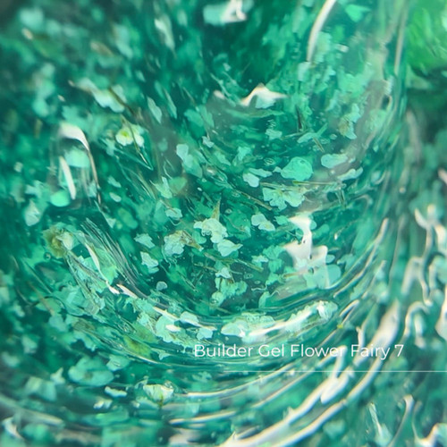 Gel voor extensions Crystal Builder Gel Flower Fairy 7 met turquoise droogbloemen 30 ml - Фото №2